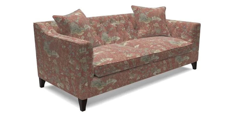 Haresfield 3 Seater Sofa in Linwood Omega Velvet Omega Airforce with Contrasting Piping