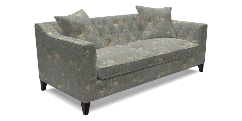 Haresfield 3 Seater Sofa in Linwood Omega Velvet Omega Airforce with Contrasting Piping