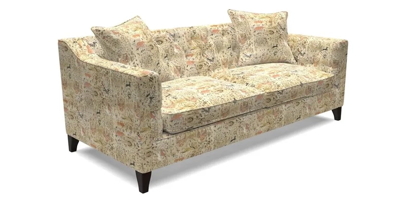 Haresfield 3 Seater Sofa in Linwood Omega Velvet Omega Airforce with Contrasting Piping