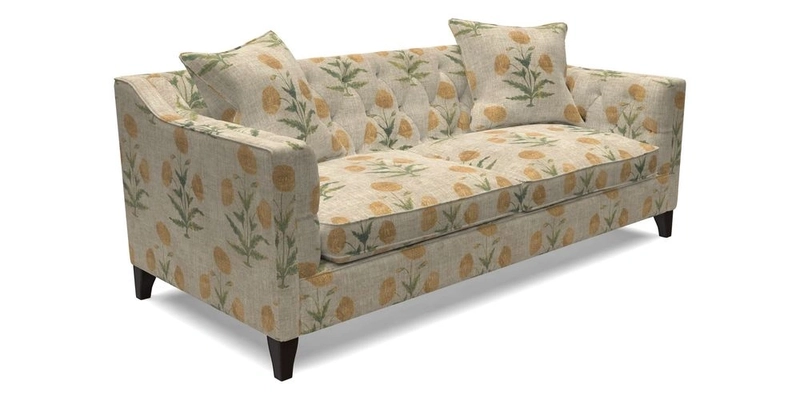 Haresfield 3 Seater Sofa in Linwood Omega Velvet Omega Airforce with Contrasting Piping