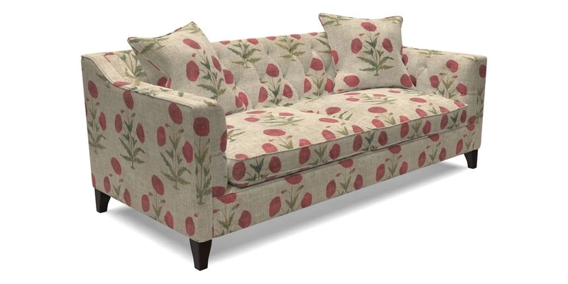 Haresfield 3 Seater Sofa in Linwood Omega Velvet Omega Airforce with Contrasting Piping