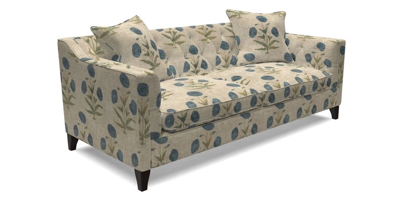 Haresfield 3 Seater Sofa in Linwood Omega Velvet Omega Airforce with Contrasting Piping