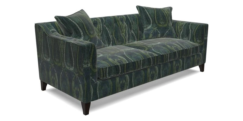 Haresfield 3 Seater Sofa in Linwood Omega Velvet Omega Airforce with Contrasting Piping