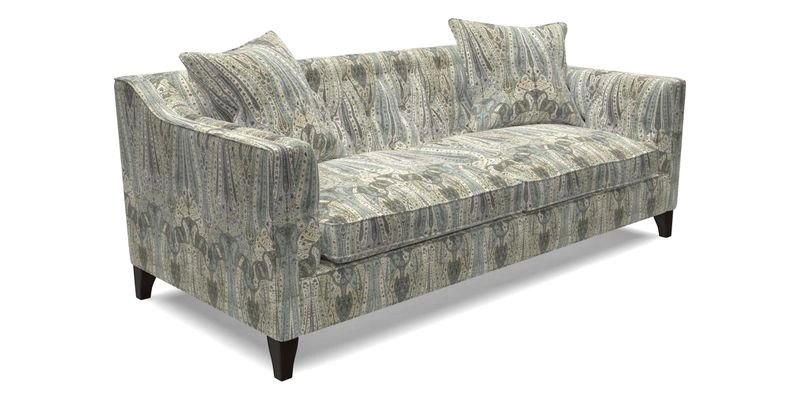 Haresfield 3 Seater Sofa in Linwood Omega Velvet Omega Airforce with Contrasting Piping