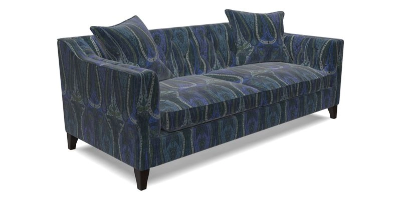 Haresfield 3 Seater Sofa in Linwood Omega Velvet Omega Airforce with Contrasting Piping