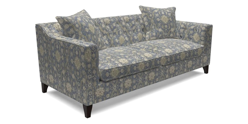 Haresfield 3 Seater Sofa in Linwood Omega Velvet Omega Airforce with Contrasting Piping