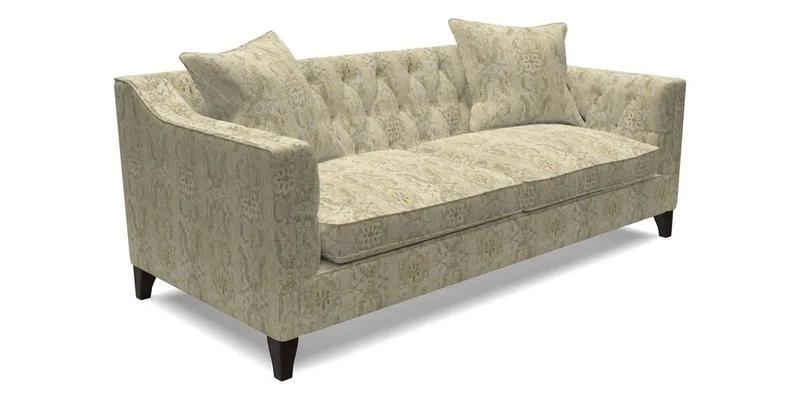 Haresfield 3 Seater Sofa in Linwood Omega Velvet Omega Airforce with Contrasting Piping
