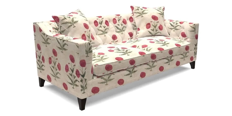 Haresfield 3 Seater Sofa in Linwood Omega Velvet Omega Airforce with Contrasting Piping