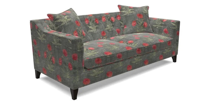 Haresfield 3 Seater Sofa in Linwood Omega Velvet Omega Airforce with Contrasting Piping