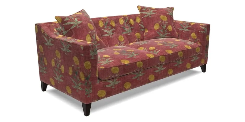 Haresfield 3 Seater Sofa in Linwood Omega Velvet Omega Airforce with Contrasting Piping