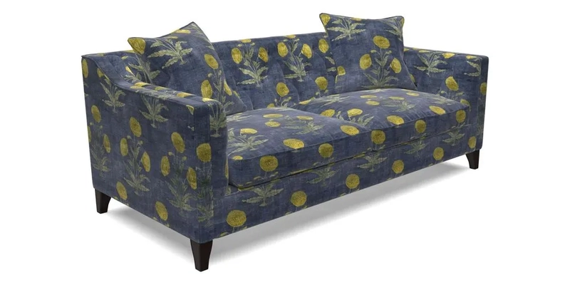 Haresfield 3 Seater Sofa in Linwood Omega Velvet Omega Airforce with Contrasting Piping