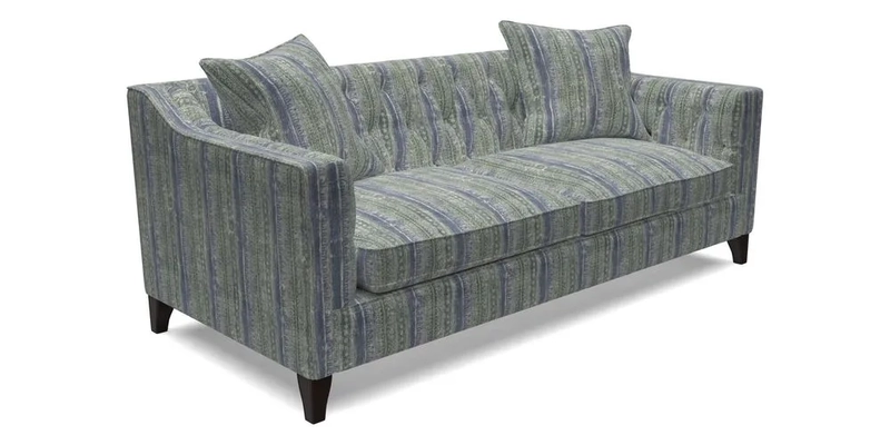 Haresfield 3 Seater Sofa in Linwood Omega Velvet Omega Airforce with Contrasting Piping