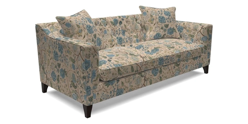 Haresfield 3 Seater Sofa in Linwood Omega Velvet Omega Airforce with Contrasting Piping