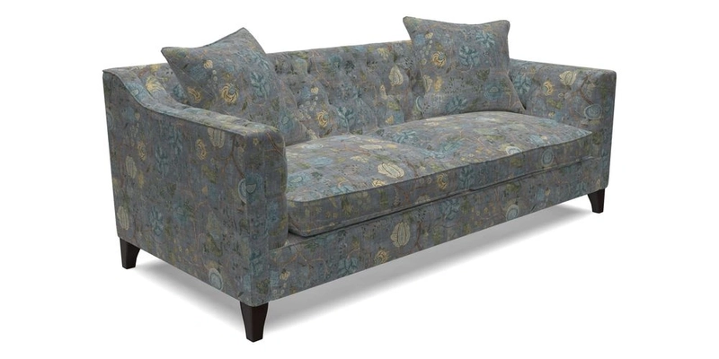 Haresfield 3 Seater Sofa in Linwood Omega Velvet Omega Airforce with Contrasting Piping