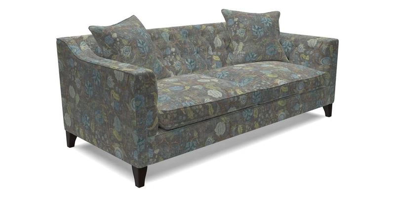 Haresfield 3 Seater Sofa in Linwood Omega Velvet Omega Airforce with Contrasting Piping