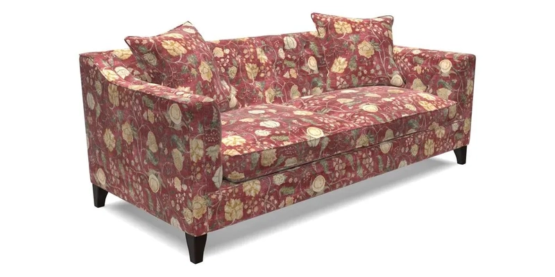 Haresfield 3 Seater Sofa in Linwood Omega Velvet Omega Airforce with Contrasting Piping