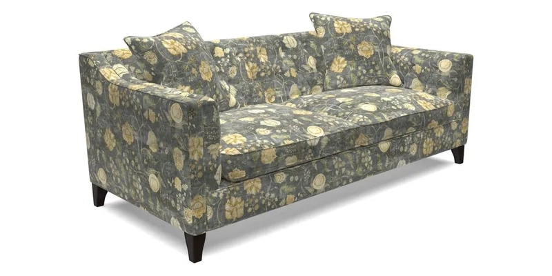 Haresfield 3 Seater Sofa in Linwood Omega Velvet Omega Airforce with Contrasting Piping