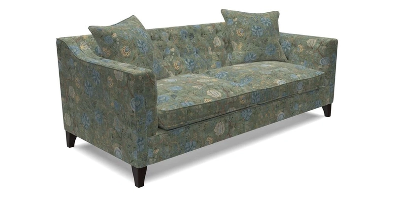 Haresfield 3 Seater Sofa in Linwood Omega Velvet Omega Airforce with Contrasting Piping