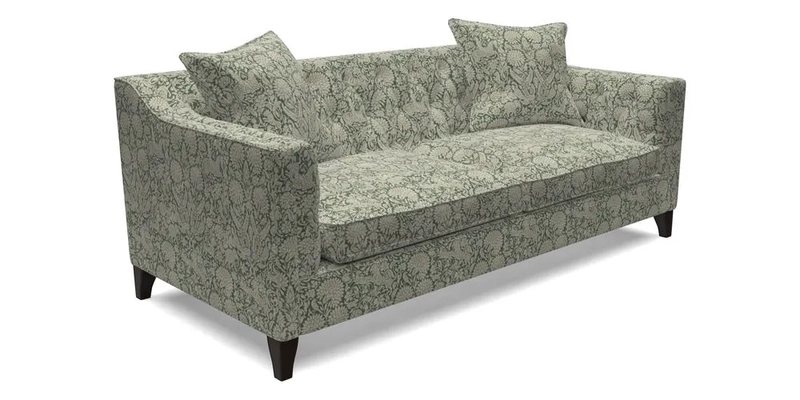 Haresfield 3 Seater Sofa in Linwood Omega Velvet Omega Airforce with Contrasting Piping