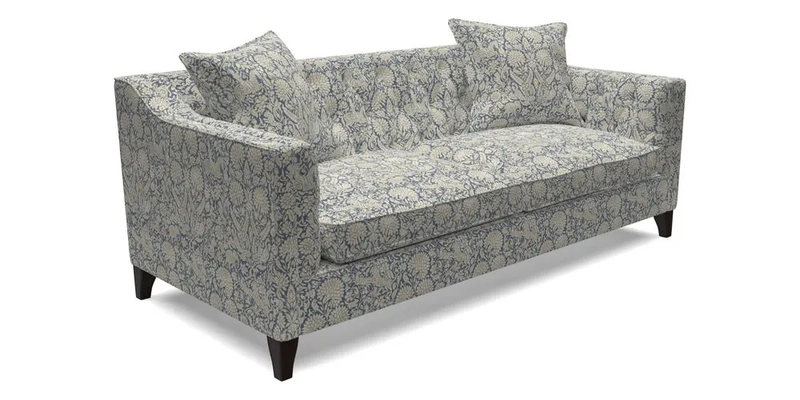 Haresfield 3 Seater Sofa in Linwood Omega Velvet Omega Airforce with Contrasting Piping
