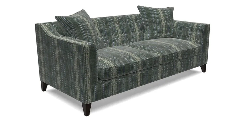 Haresfield 3 Seater Sofa in Linwood Omega Velvet Omega Airforce with Contrasting Piping