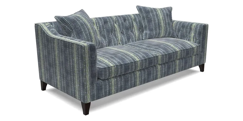 Haresfield 3 Seater Sofa in Linwood Omega Velvet Omega Airforce with Contrasting Piping