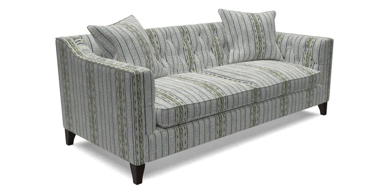 Haresfield 3 Seater Sofa in Linwood Omega Velvet Omega Airforce with Contrasting Piping