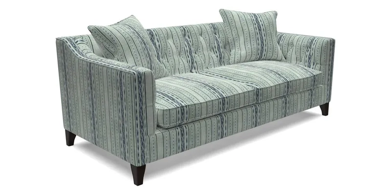 Haresfield 3 Seater Sofa in Linwood Omega Velvet Omega Airforce with Contrasting Piping