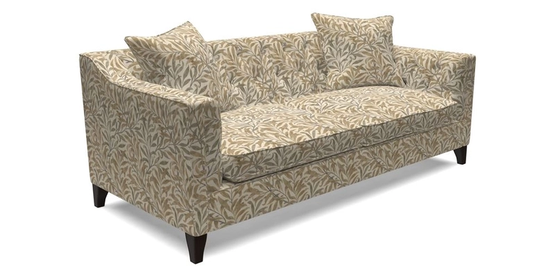 Haresfield 3 Seater Sofa in Linwood Omega Velvet Omega Airforce with Contrasting Piping