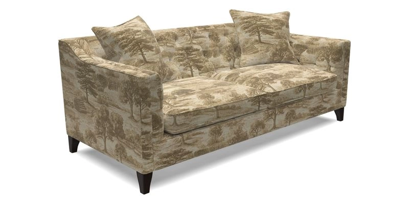 Haresfield 3 Seater Sofa in Linwood Omega Velvet Omega Airforce with Contrasting Piping