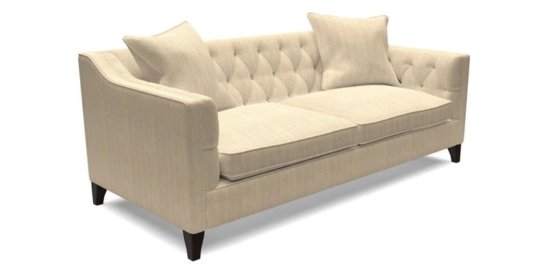 Haresfield 3 Seater Sofa in Linwood Omega Velvet Omega Airforce with Contrasting Piping