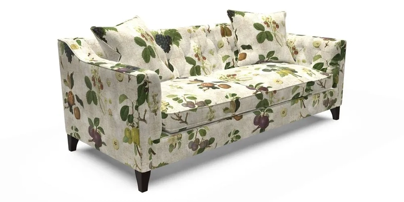 Haresfield 3 Seater Sofa in Linwood Omega Velvet Omega Airforce with Contrasting Piping
