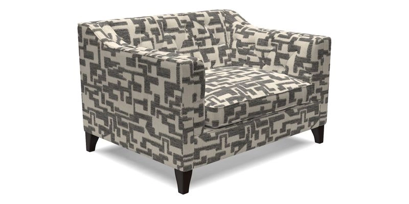 Haresfield Snuggler Dipped Arms in Mohair Lichen Seat Cushion in RHS Gertrude Jekyll Meadow Flower Olive and Scatters in RHS Gertrude Jekyll Folklore Olive