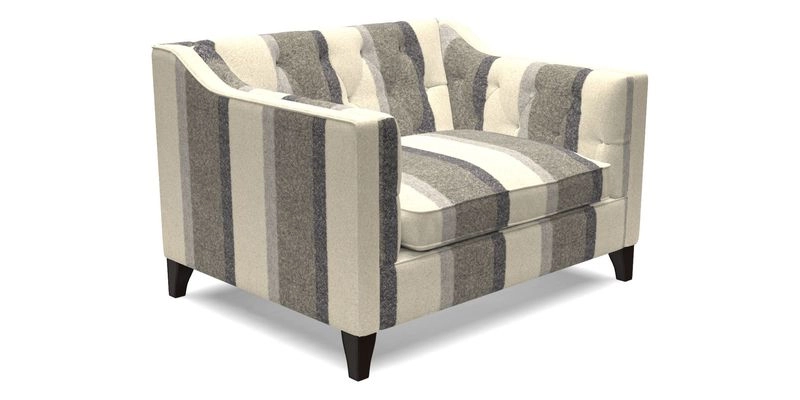 Haresfield Snuggler Dipped Arms in Mohair Lichen Seat Cushion in RHS Gertrude Jekyll Meadow Flower Olive and Scatters in RHS Gertrude Jekyll Folklore Olive