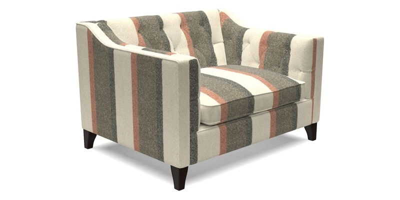 Haresfield Snuggler Dipped Arms in Mohair Lichen Seat Cushion in RHS Gertrude Jekyll Meadow Flower Olive and Scatters in RHS Gertrude Jekyll Folklore Olive