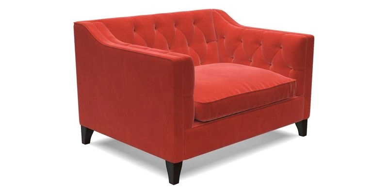 Haresfield Snuggler Dipped Arms in Mohair Lichen Seat Cushion in RHS Gertrude Jekyll Meadow Flower Olive and Scatters in RHS Gertrude Jekyll Folklore Olive