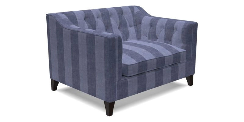 Haresfield Snuggler Dipped Arms in Mohair Lichen Seat Cushion in RHS Gertrude Jekyll Meadow Flower Olive and Scatters in RHS Gertrude Jekyll Folklore Olive