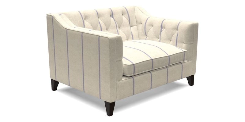 Haresfield Snuggler Dipped Arms in Mohair Lichen Seat Cushion in RHS Gertrude Jekyll Meadow Flower Olive and Scatters in RHS Gertrude Jekyll Folklore Olive