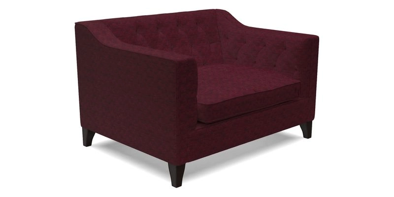 Haresfield Snuggler Dipped Arms in Mohair Lichen Seat Cushion in RHS Gertrude Jekyll Meadow Flower Olive and Scatters in RHS Gertrude Jekyll Folklore Olive