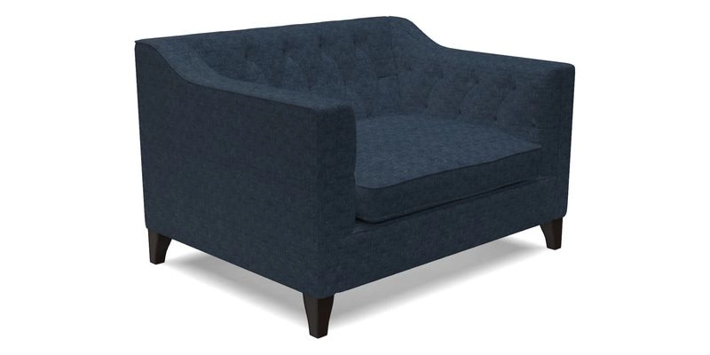 Haresfield Snuggler Dipped Arms in Mohair Lichen Seat Cushion in RHS Gertrude Jekyll Meadow Flower Olive and Scatters in RHS Gertrude Jekyll Folklore Olive