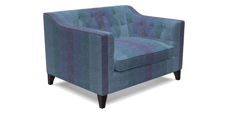 Haresfield Snuggler Dipped Arms in Mohair Lichen Seat Cushion in RHS Gertrude Jekyll Meadow Flower Olive and Scatters in RHS Gertrude Jekyll Folklore Olive