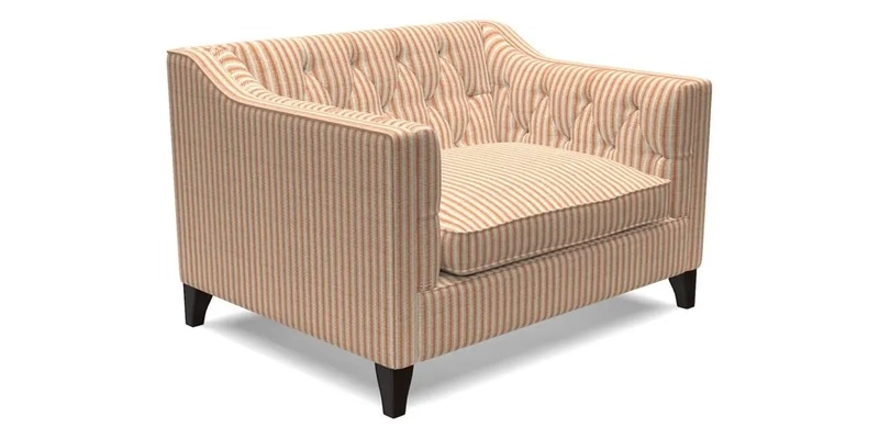 Haresfield Snuggler Dipped Arms in Mohair Lichen Seat Cushion in RHS Gertrude Jekyll Meadow Flower Olive and Scatters in RHS Gertrude Jekyll Folklore Olive