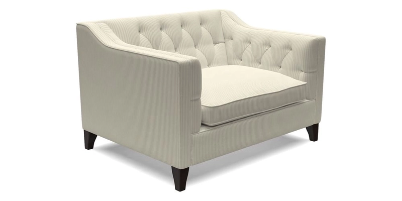 Haresfield Snuggler Dipped Arms in Mohair Lichen Seat Cushion in RHS Gertrude Jekyll Meadow Flower Olive and Scatters in RHS Gertrude Jekyll Folklore Olive