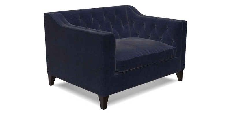 Haresfield Snuggler Dipped Arms in Mohair Lichen Seat Cushion in RHS Gertrude Jekyll Meadow Flower Olive and Scatters in RHS Gertrude Jekyll Folklore Olive