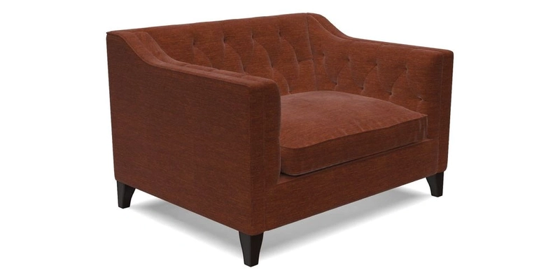 Haresfield Snuggler Dipped Arms in Mohair Lichen Seat Cushion in RHS Gertrude Jekyll Meadow Flower Olive and Scatters in RHS Gertrude Jekyll Folklore Olive