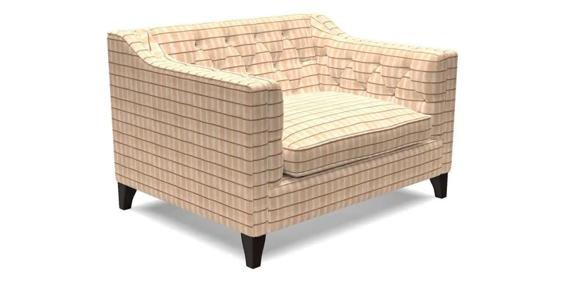 Haresfield Snuggler Dipped Arms in Mohair Lichen Seat Cushion in RHS Gertrude Jekyll Meadow Flower Olive and Scatters in RHS Gertrude Jekyll Folklore Olive