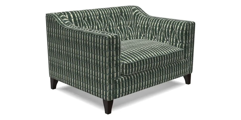 Haresfield Snuggler Dipped Arms in Mohair Lichen Seat Cushion in RHS Gertrude Jekyll Meadow Flower Olive and Scatters in RHS Gertrude Jekyll Folklore Olive