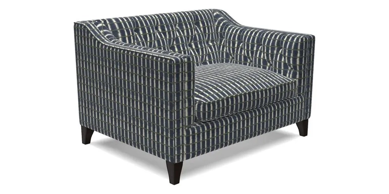 Haresfield Snuggler Dipped Arms in Mohair Lichen Seat Cushion in RHS Gertrude Jekyll Meadow Flower Olive and Scatters in RHS Gertrude Jekyll Folklore Olive