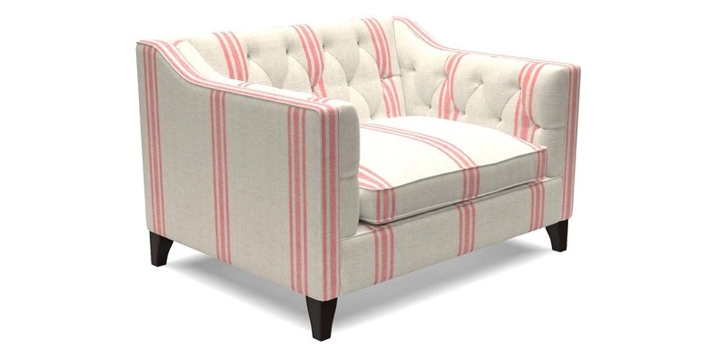 Haresfield Snuggler Dipped Arms in Mohair Lichen Seat Cushion in RHS Gertrude Jekyll Meadow Flower Olive and Scatters in RHS Gertrude Jekyll Folklore Olive