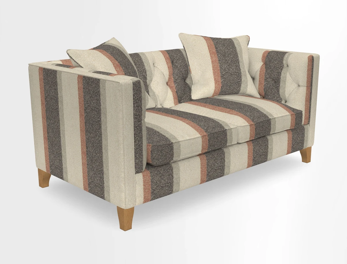 Haresfield 3 seater sofa in Whernside Spring Grass and Stockport Stripe Hunter 